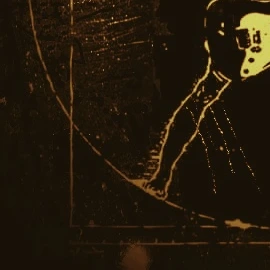 Hombre de Vitruvio con guitarra eléctrica